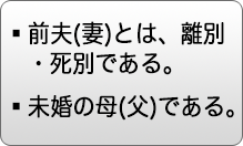 前夫（妻）とは、離別・死別である。又は未婚の母（父）である。